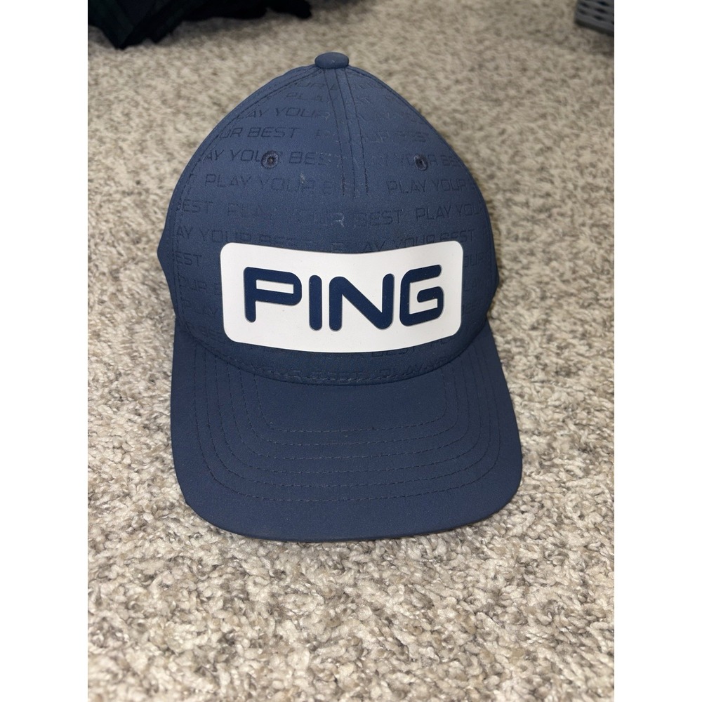 Ping Golf Hat Cap Snapback Blue White Performance Adult Adjustable Wicking Yup